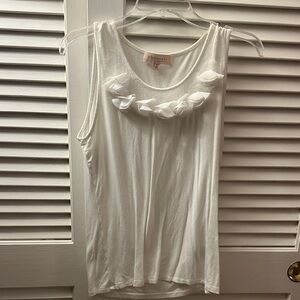 Philosophy White Tank Top with Floral Accents